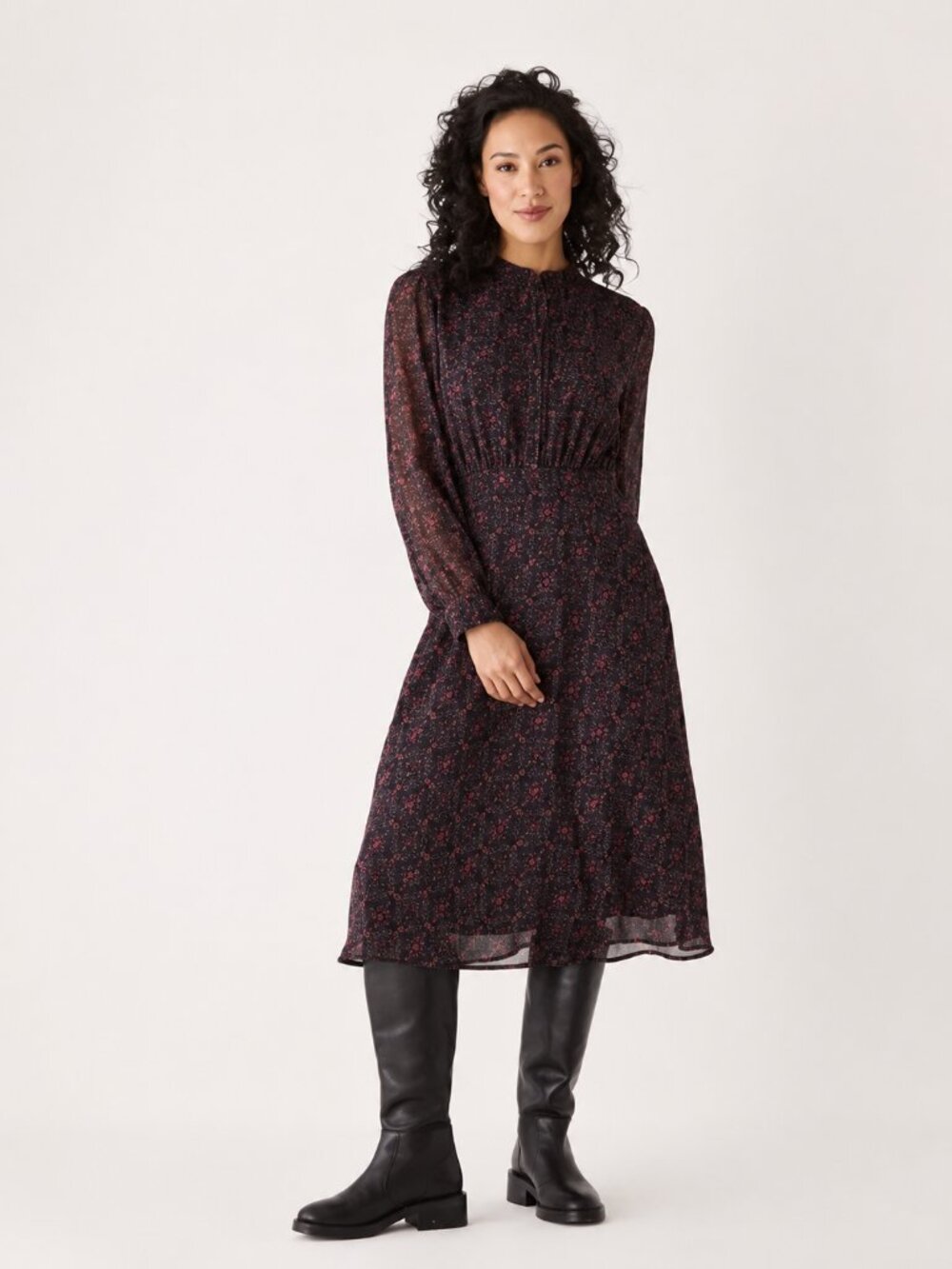 Frank and Oak Floral Purple Midi Dress